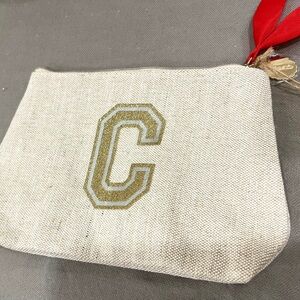 Clarins Makeup Pouch with Gold Lettering